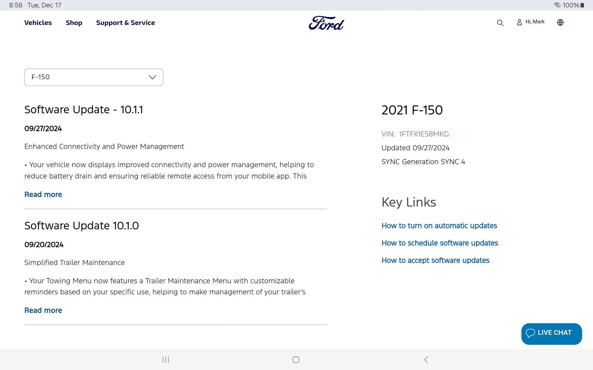 Vehicle Software Update History Now Available in Your Ford Account ...