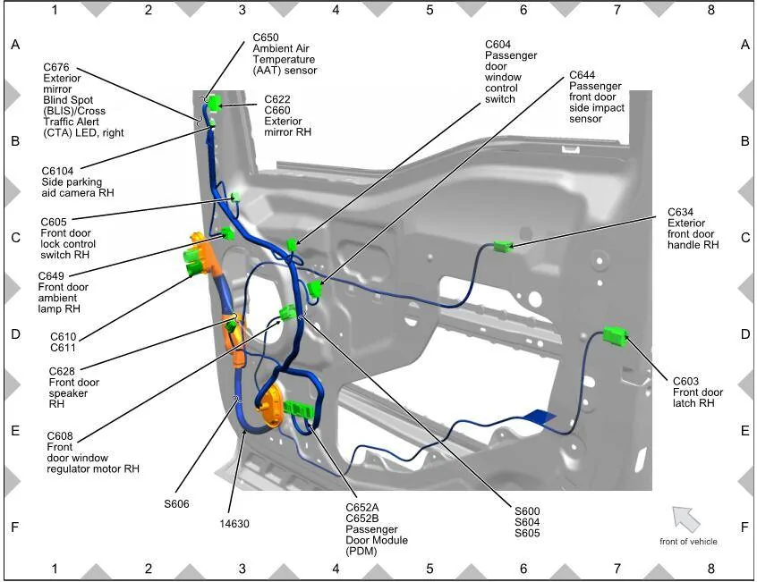 Ford F150 door wiring harness location diagram