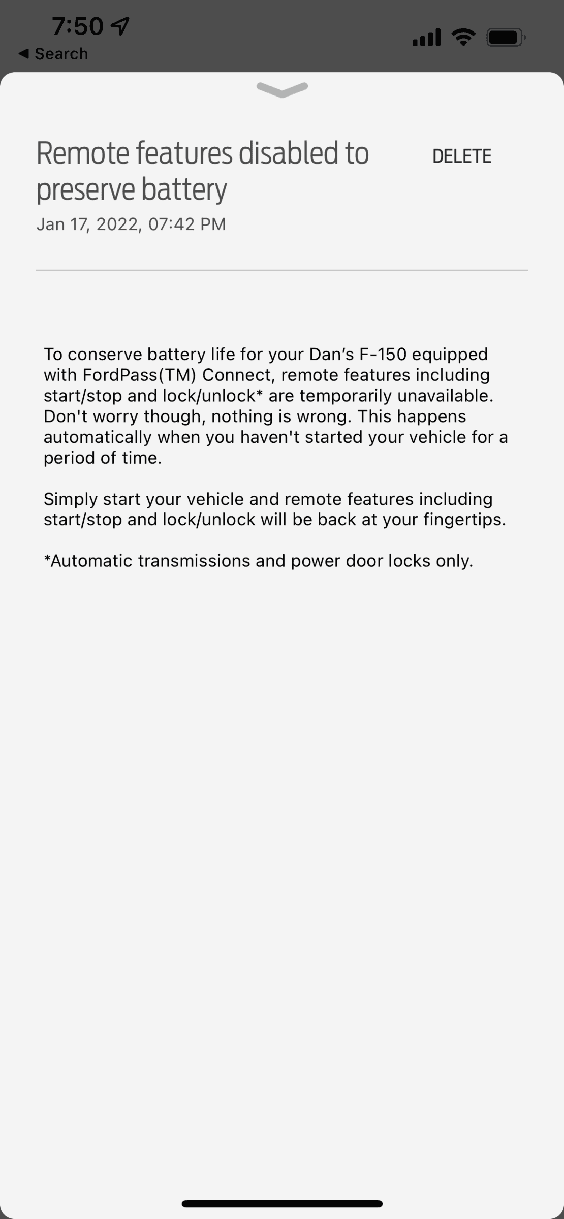 F150 Remote Features Disabled To Preserve Battery