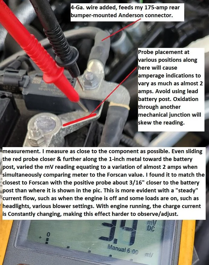 Ford F-250 BMS sensor nut location on negative battery post close-up