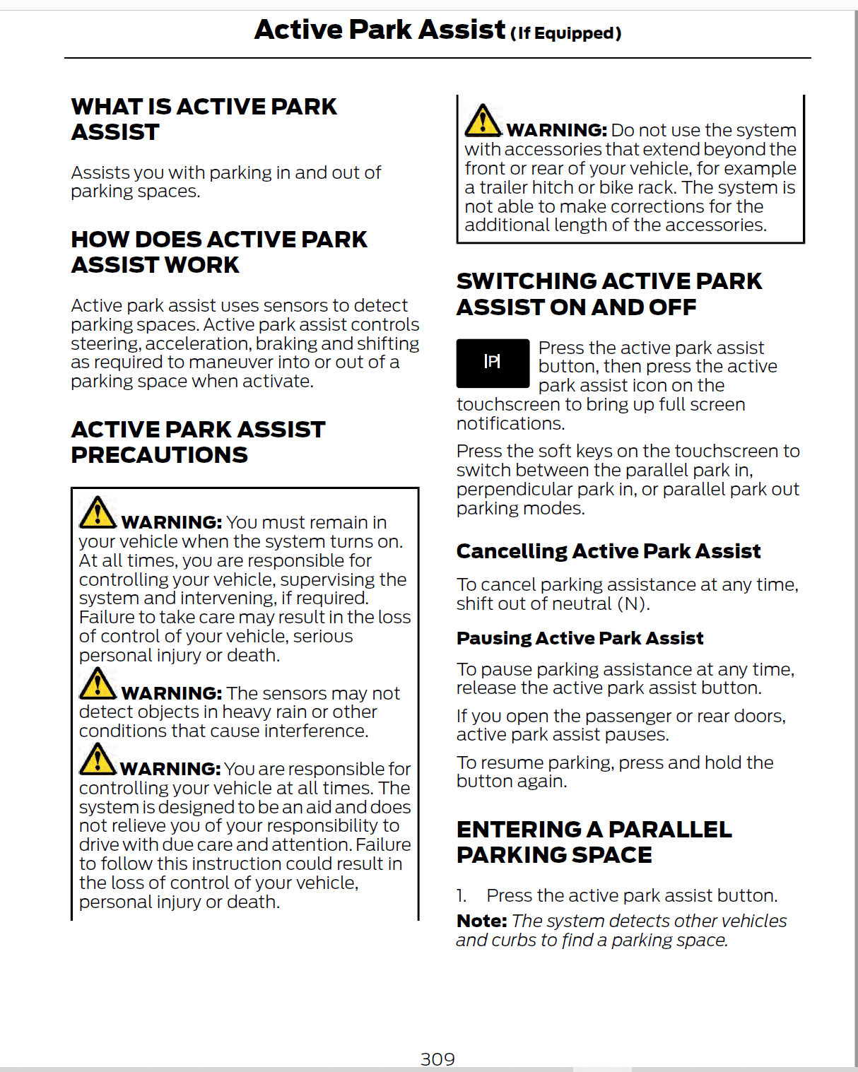 What Must You Note When Using The Active Park Assist